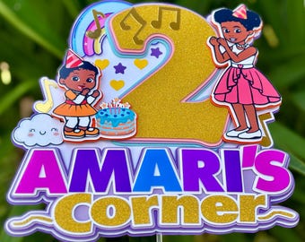 Gracie’s Corner Cake Topper mit Name & Alter | Personalisierte 2. Geburtstag Topper | Kinder Musik Thema Party Dekoration | Personalisierter Cake Topper