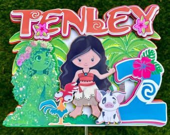 Baby Moana Cake Topper & Cupcake Toppers Set | Moana Baby Geburtstag Dekorationen | Personalisierte Vaiana Party | Vaiana Baby-Party-Deko