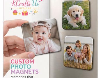 Benutzerdefinierte Foto-Kühlschrank-Magnete, personalisierte Bild Magnete, Kühlschrank-Magnet Geschenk, Foto-Andenken-Magnet, 2 x 2 Zoll-Metall-Kühlschrank-Dekor