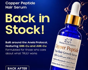 Best Seller | Copper Peptide True Hair Growth Serum | GHK-Cu, AHK-Cu | Anela Protocol