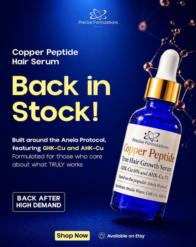 Best Seller | Copper Peptide True Hair Growth Serum | GHK-Cu, AHK-Cu | Anela Protocol image 1