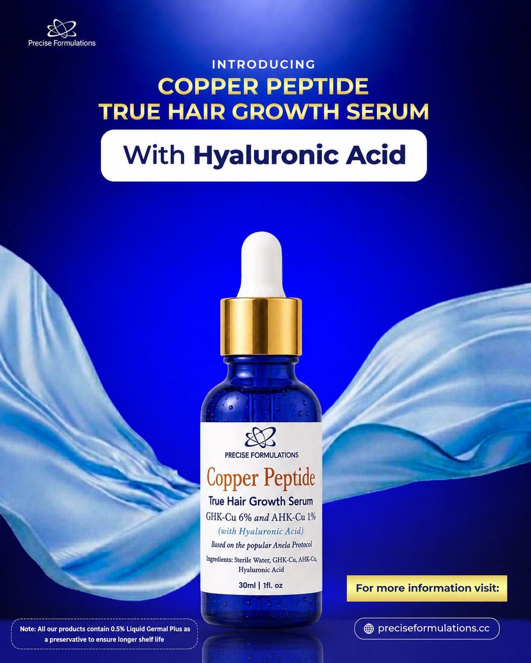 Copper Peptide True Hair Growth Serum + Hyaluronic Acid | COA Included! | GHK-Cu & AHK-Cu | Anela Protocol | Deep Absorption