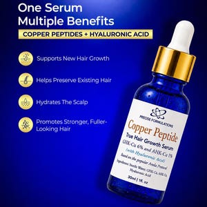 Order NOW! | Copper Peptide True Hair Growth Serum + Hyaluronic Acid | GHK-Cu & AHK-Cu | Anela Protocol | Deep Absorption | 30ml image 2