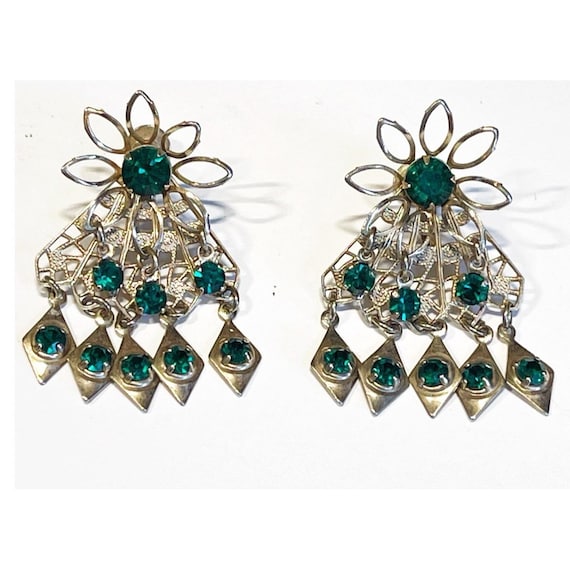 Chandelier Earrings Costume Emerald Earrings Chandelier Clip On