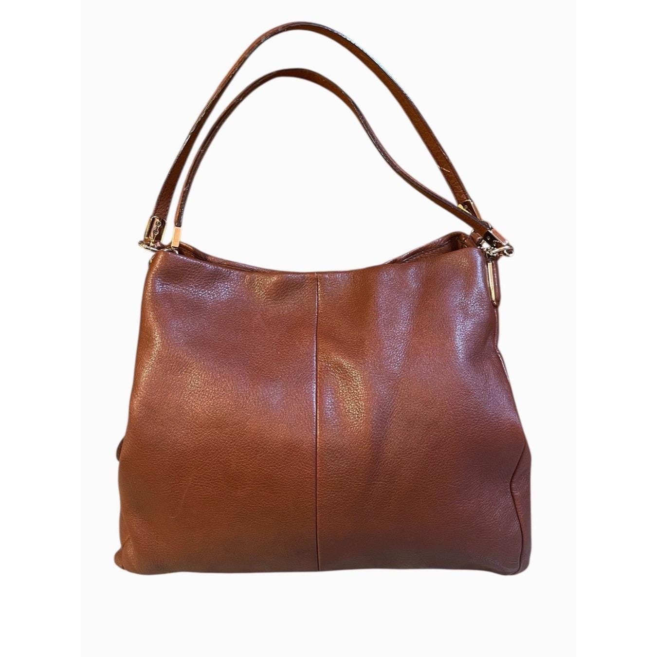 Vintage Coach Madison 3 Section Brown Pebbled Shoulder Bag Purse