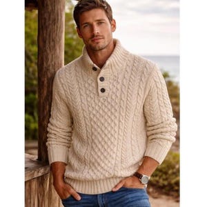 L.L. Bean Men's Cable Knit Fisherman Sweater Size Small 100