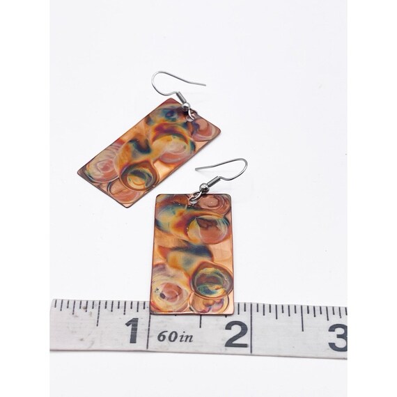Handmade Flame Painted Copper Dangle Earrings Abs… - image 5