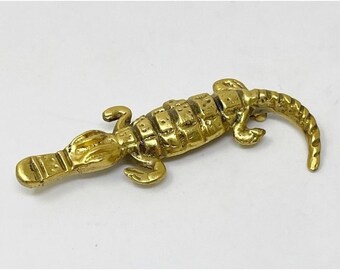 Vintage Alva Studios Museum Replica Gold Tone Crocodile Alligator Brooch Pin