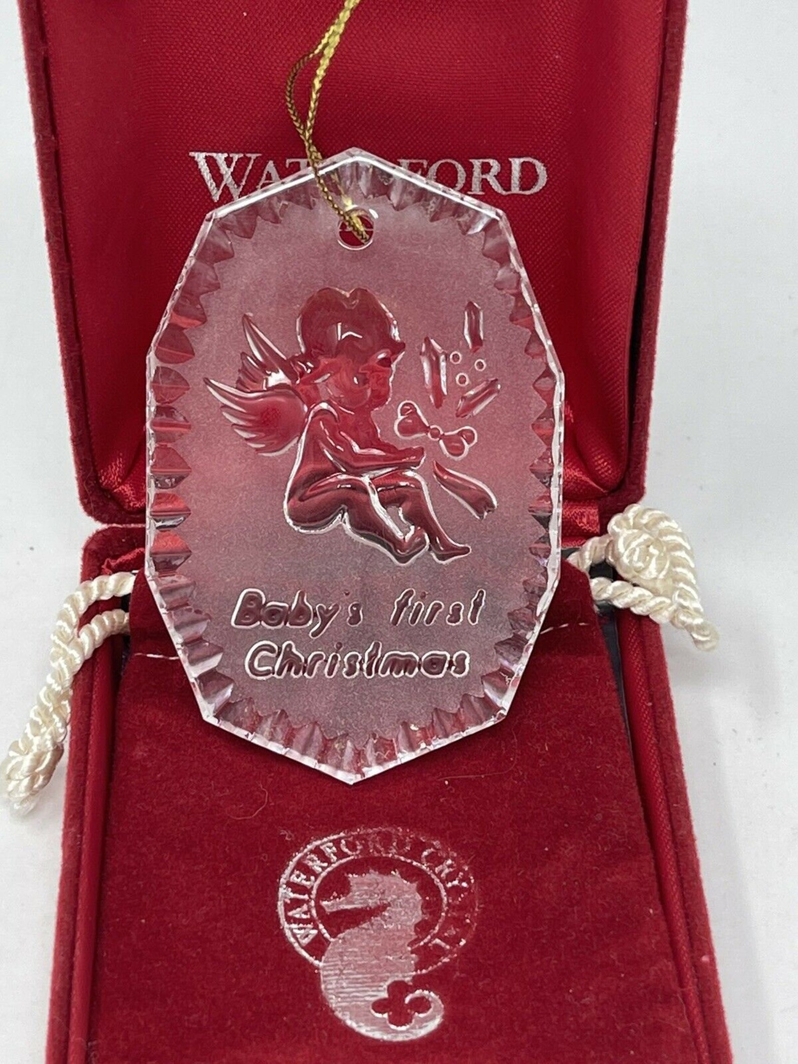 Waterford Crystal Baby es First Christmas Ornament Samt Beutel Etsy