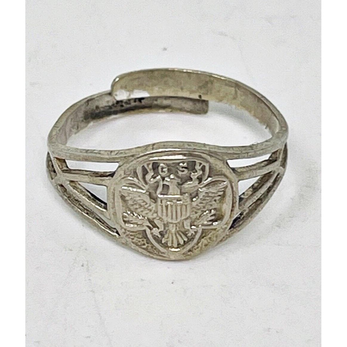 Vintage GSA Girl Scouts of America Sterling Silver Eagle Logo Band
