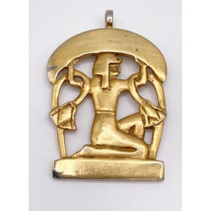 Vintage Kenneth Jay Lane Egyptian Revival Pendant – Lotus Blossom Pharaoh Runway