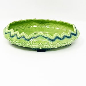 Vintage Verde / Azul Esmalte Cerámica Hierba / Jardinera de Flores Alemania Defecto Numerado