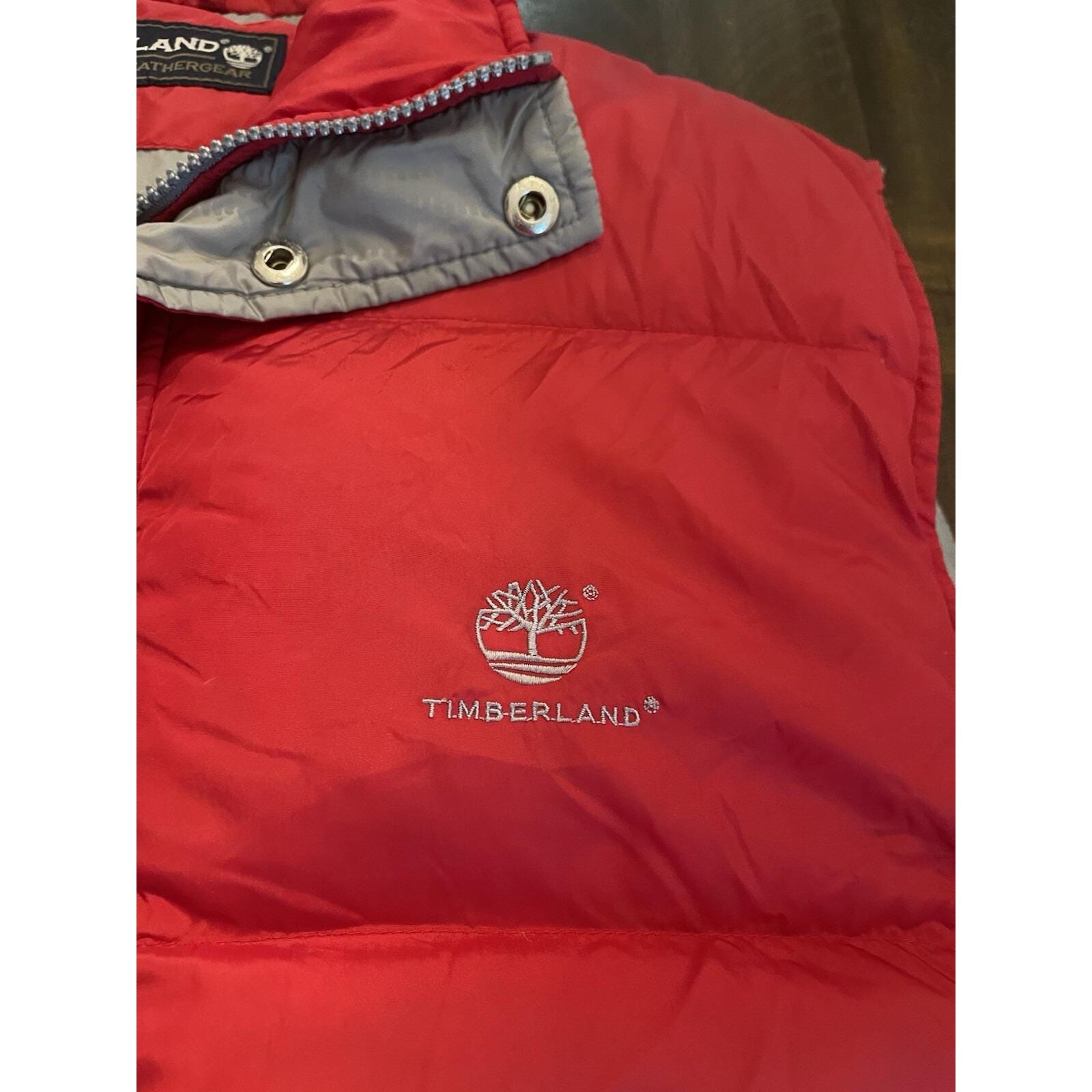 Vintage 90's Timberland Puffer Vest Red 100% Goose Down Packable