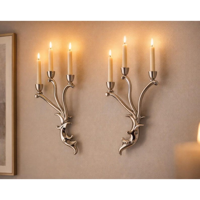 Best HD Pictures about  Silver Wall Candle Sconcesnull  with No AI Images