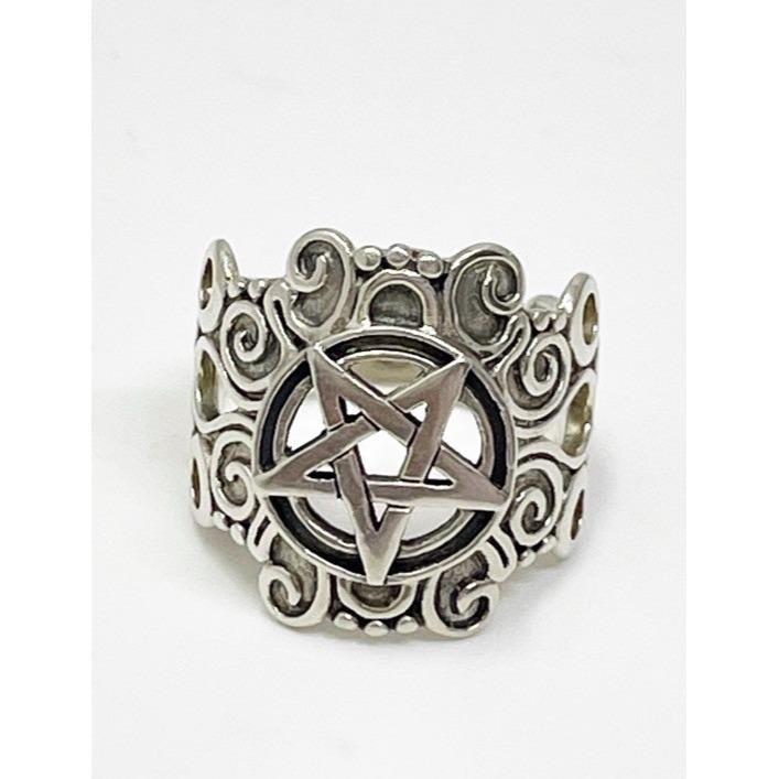 PSCL Peter Stone Sterling Silver Pentagram Band Ring SZ 6.5 