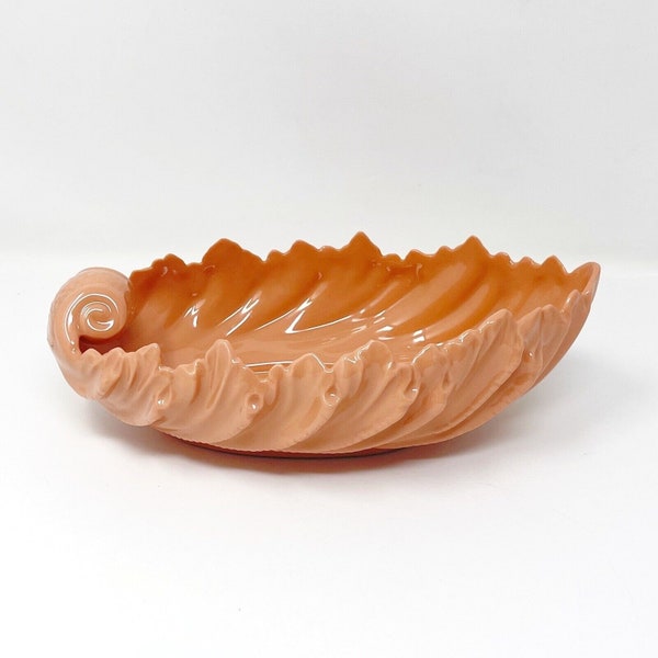 Vintage 1950's Mid-Century Modern Lenox USA Acanthus Pink/Coral Porcelain Bowl