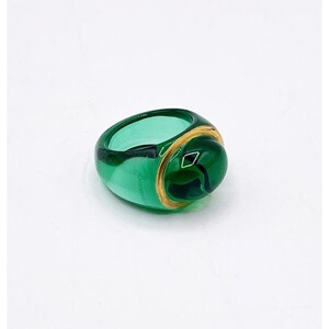 Bague Baccarat Galea En Cristal Miel - Or 18k Vermeil Sur Argent - Taille 5