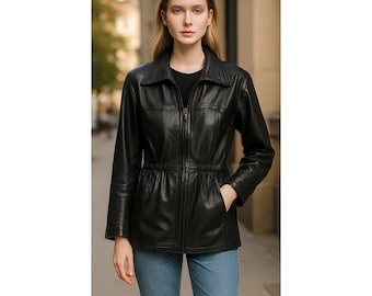 Vintage 90s Izod Black Leather Button-up Jacket: Minimalist Style