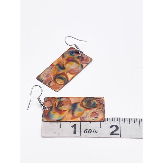 Handmade Flame Painted Copper Dangle Earrings Abs… - image 4