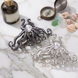 Art Deco Hair Claw Clips Crystal Pearl Cellulose Acetate Gray for Women Amazon.com : Vintage Acrylic Pearl Hair Claw Clips Large  main image 2