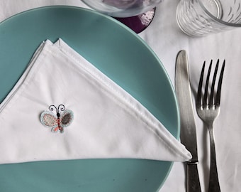Azure grey butterfly napkin