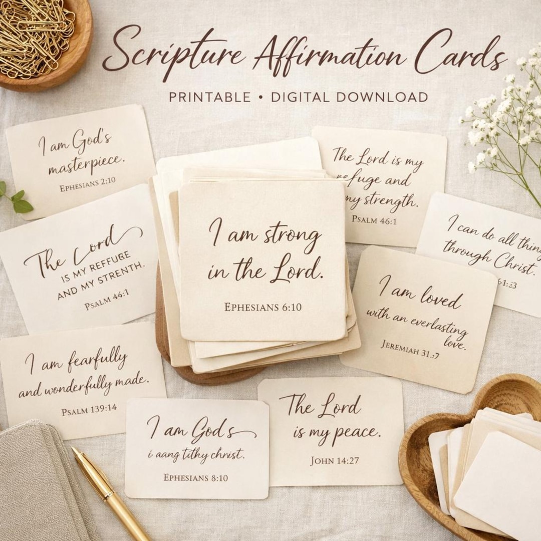 Scripture Affirmation Cards Printable I Christian Encouragement Card I ...