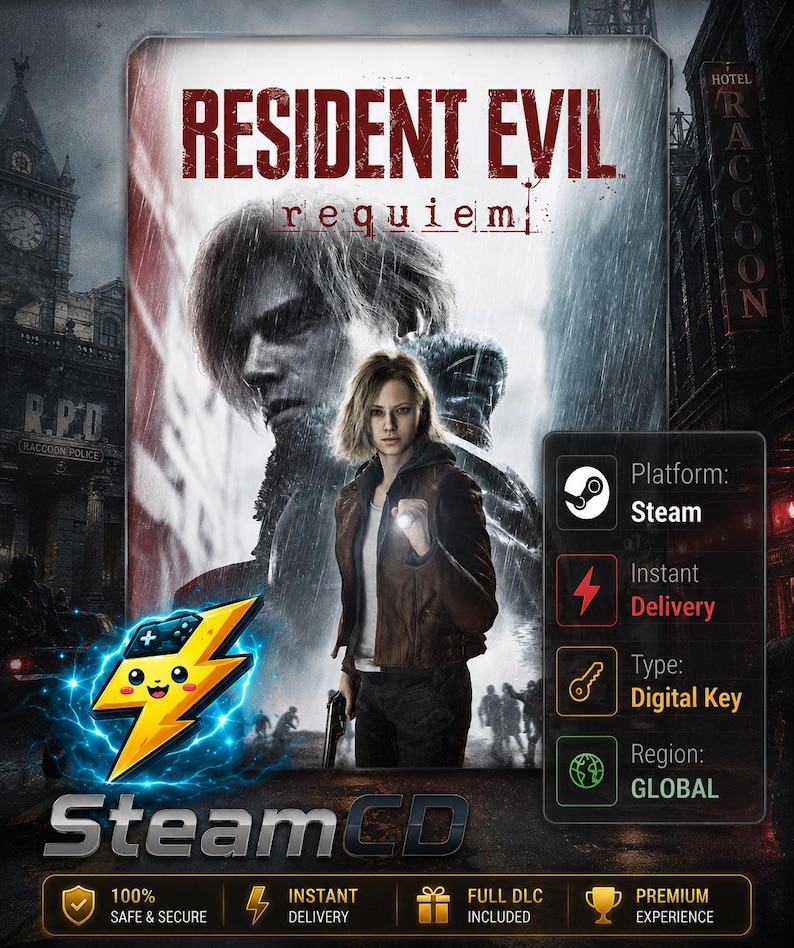 resident evil requiem, resident evil pc, steam key pc, deluxe edition, pc game key, steam cd key, instant delivery, digital download, resident evil key, global steam key, horror pc game, pc digital game, capcom game
