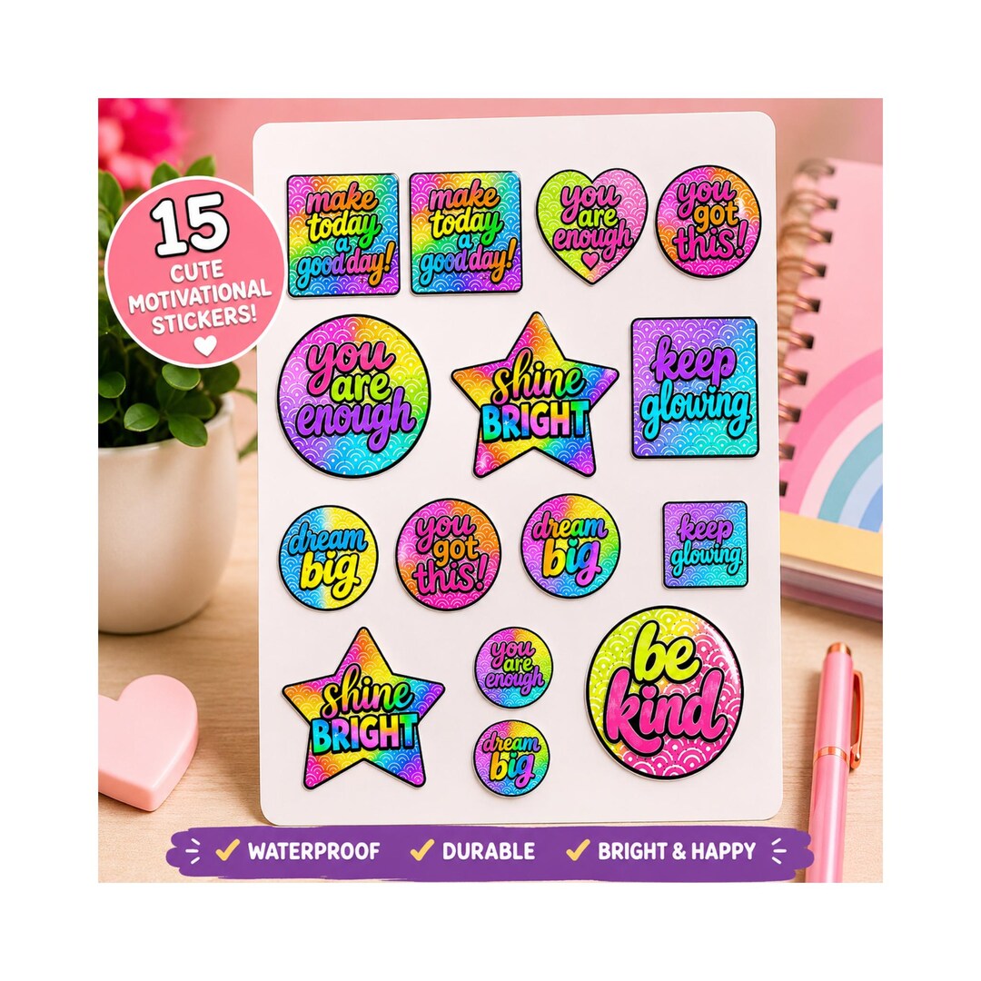 Sticker Stb Motivational Sticker Sheet | Cute Waterproof Planner Stickers ...