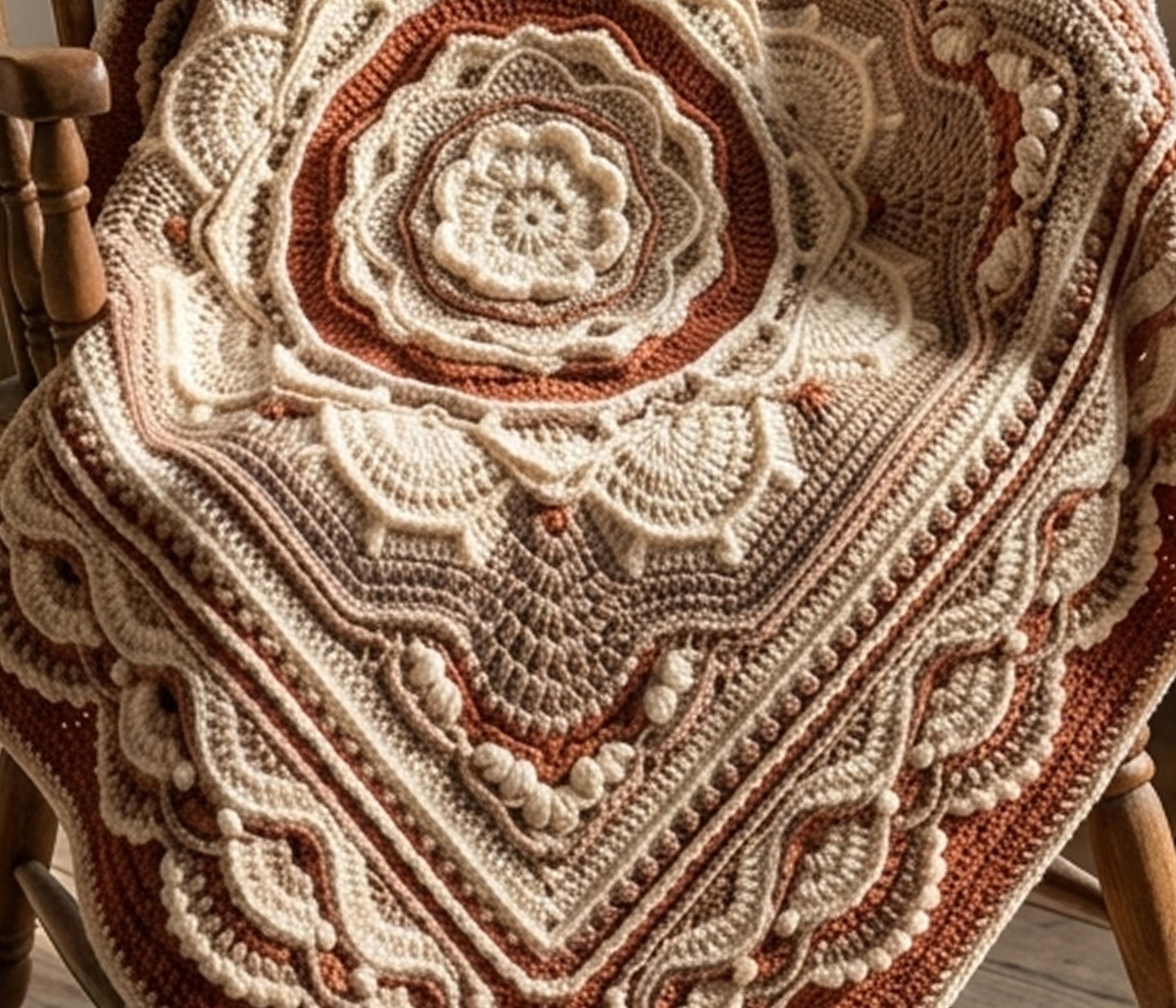 Boho Mandala Crochet Rug Pattern, Textured Square Carpet PDF, Modern ...