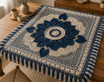Velvet Petal Crochet Blanket Pattern | Mandala Lace Afghan Throw (PDF Pattern)