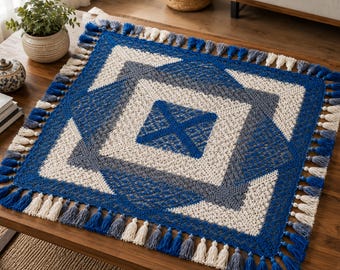 Celestial Bloom Crochet Blanket Pattern | Geometric Boho Tassel Throw (PDF Pattern)