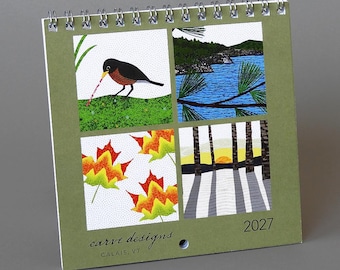 2027 Calendar: A small hanging wall calendar for nature lovers. Perfect on a bulletin board, or next to your desk!