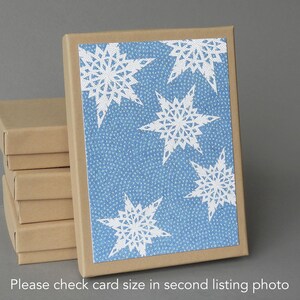 Falling Snowflakes- A boxed set of 10 blank Christmas or Hanukkah. Plastic free packaging.