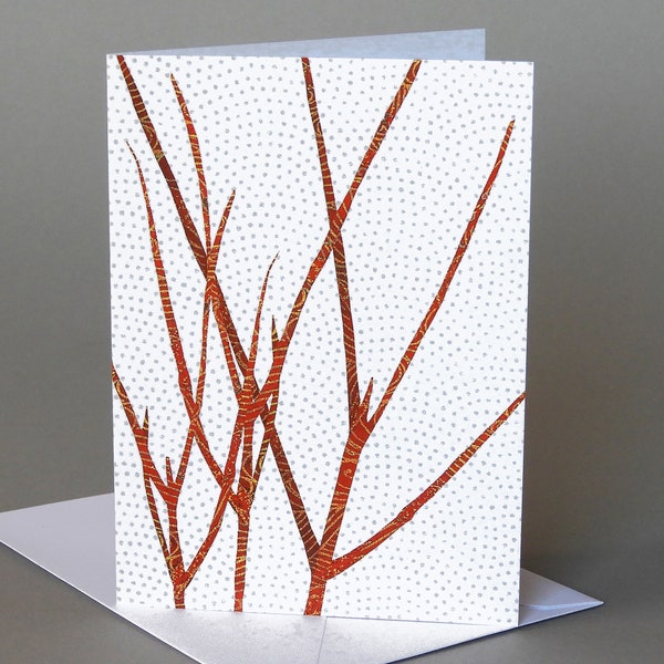 Red Twig Dogwood: A nature inspired blank notecard, Vermont, winter