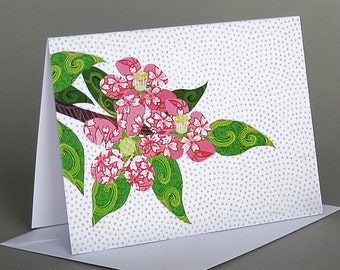 Apple Blossoms: A nature inspired blank notecard made with origami paper , spring , pink