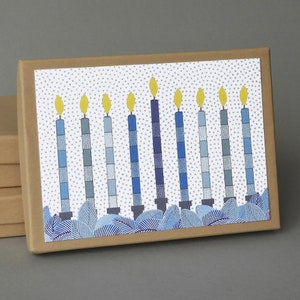 Blue Menorah: A boxed set of 10 blank Hanukkah cards, Chanukah, plastic free packaging