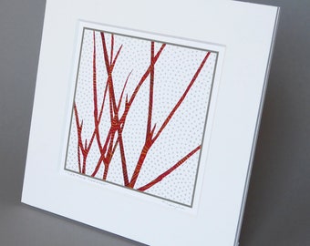 Red Twig Dogwood: A nature inspired matted giclee print