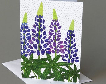 Lupines: A nature inspired blank notecard, summer, purple, flowers