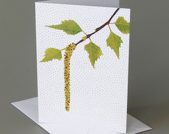 Birch Catkin: A nature inspired blank notecard, spring, vermont