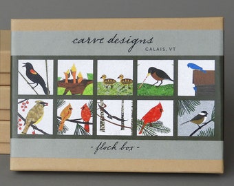 Flock Box: A boxed set of ten blank bird notecards. Plastic free packaging