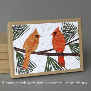 Pair of Cardinals: A boxed set of 10 blank Christmas holiday cards, plastic free packaging