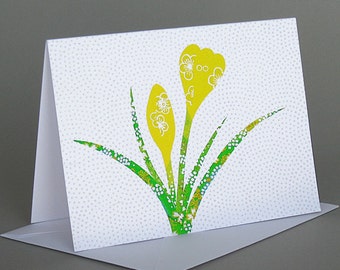 Crocus: A nature inspired blank notecard , origami paper , spring flower