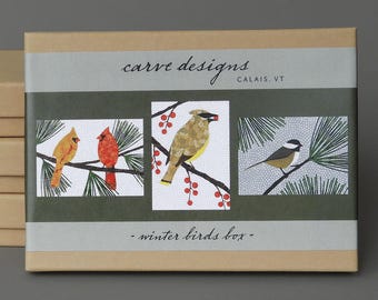 Winter Birds: A boxed set of ten blank notecards, nature, birds, Christmas card. Plastic free packaging