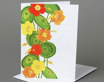 Nasturtiums: A nature inspired blank notecard, summer, orange, flowers