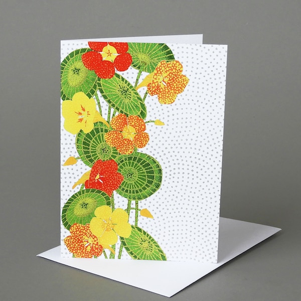 Nasturtiums: A nature inspired blank notecard, summer, orange, flowers