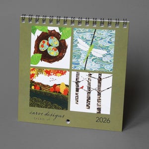 2026 Calendar: A small hanging wall calendar for nature lovers. Perfect on a bulletin board, or next to your desk!