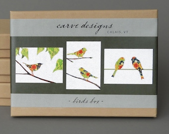 Bird Mix: A box set of 10 blank nature inspired notecards. Plastic free packaging.