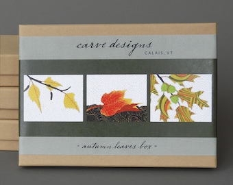 Autumn Leaves: A boxed set of 10 blank notecards, maple, birch and oak. Plastic free packaging.