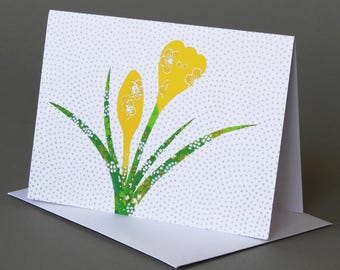 Crocus: A nature inspired blank notecard , origami paper , spring flower