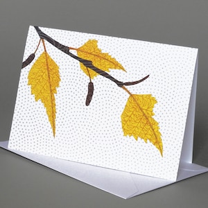 November Birch: A Nature inspired blank notecard celebrating the beauty of autumn leaves